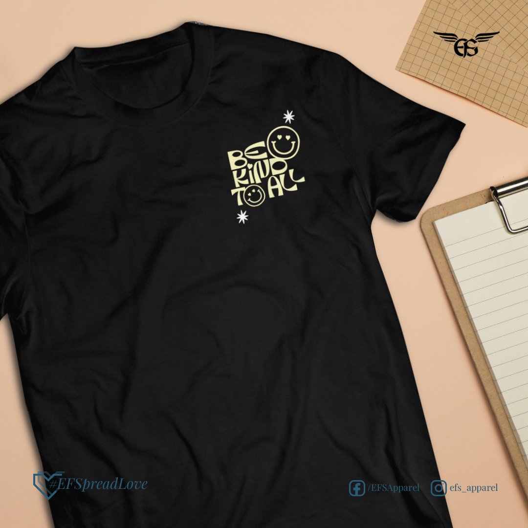 EFS_Apparel's tweet photo. Be kind to all" – EFS' statement shirt serves as a powerful reminder to everyone. Spread kindness every day. Get yours now and inspire others! #BeKind #EFSTees #SpreadKindness #StatementTees #EFSApparel https://t.co/28Fdd5s04B
