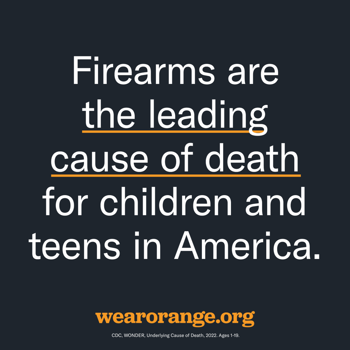 Children dying by gun violence is a uniquely American tragedy. We will #WearOrange on National Gun Violence Awareness Day, June 7, because no child should live in fear of gun violence—in their schools, neighborhoods, or anywhere. Why will you wear orange?