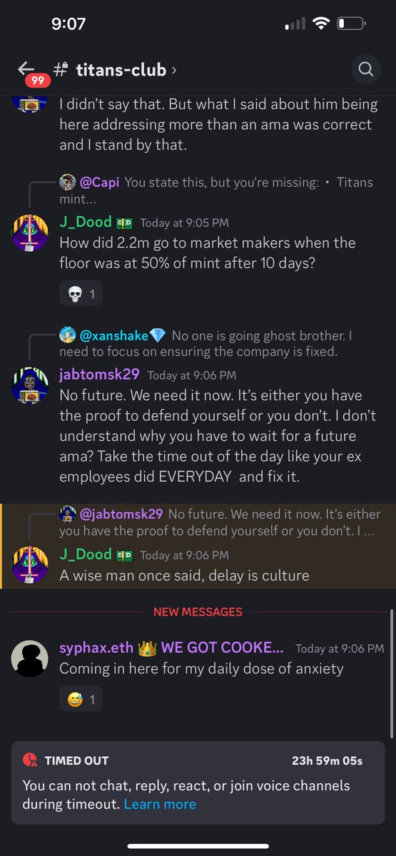 Imagine owning a <a href="/SteadyStackNFT/">Steady Stack Scam/Rug Victims</a> and staking a Titan for 3 years Because you believed in them! Then getting timed out for asking questions! THANK YOU SO MUCH FOR SHOWING YOUR TRUE COLORS. Whydid I get timed out for asking for proof? <a href="/SteadyStackNFT/">Steady Stack Scam/Rug Victims</a> <a href="/readyplayerh/">RPH</a> <a href="/The_Thraxx/">Thraxx</a>