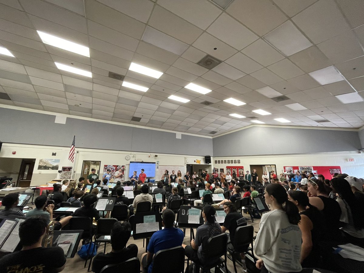 Standing room only for our first marching band rehearsal of the year!