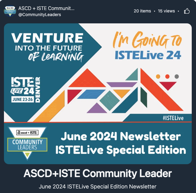 ISTE+ASCD Community Leaders (@istecommunity) on Twitter photo 🆗, y'all. 
Do our <a href="/ASCD/">ASCD</a> + #ISTECommunityLeaders have a 🎁 for you!
A <a href="/wakelet/">Wakelet 💙</a>, just in time for #ISTELive 24 - whether your in-person, #virtual, or #NotAtISTE, you can learn something from this bit.ly/CLnewsletter01 - so read, share, and venture into the future of learning 🆗, y'all. 
Do our <a href="/ASCD/">ASCD</a> + #ISTECommunityLeaders have a 🎁 for you!
A <a href="/wakelet/">Wakelet 💙</a>, just in time for #ISTELive 24 - whether your in-person, #virtual, or #NotAtISTE, you can learn something from this bit.ly/CLnewsletter01 - so read, share, and venture into the future of learning