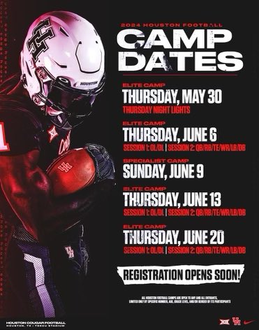 JordynCrites26's tweet photo. Really excited for the invite to @UHCougarFB elite camp! I’ll be there on the 13th. Can’t wait! #GoCoogs https://t.co/Al9XGNkaeR