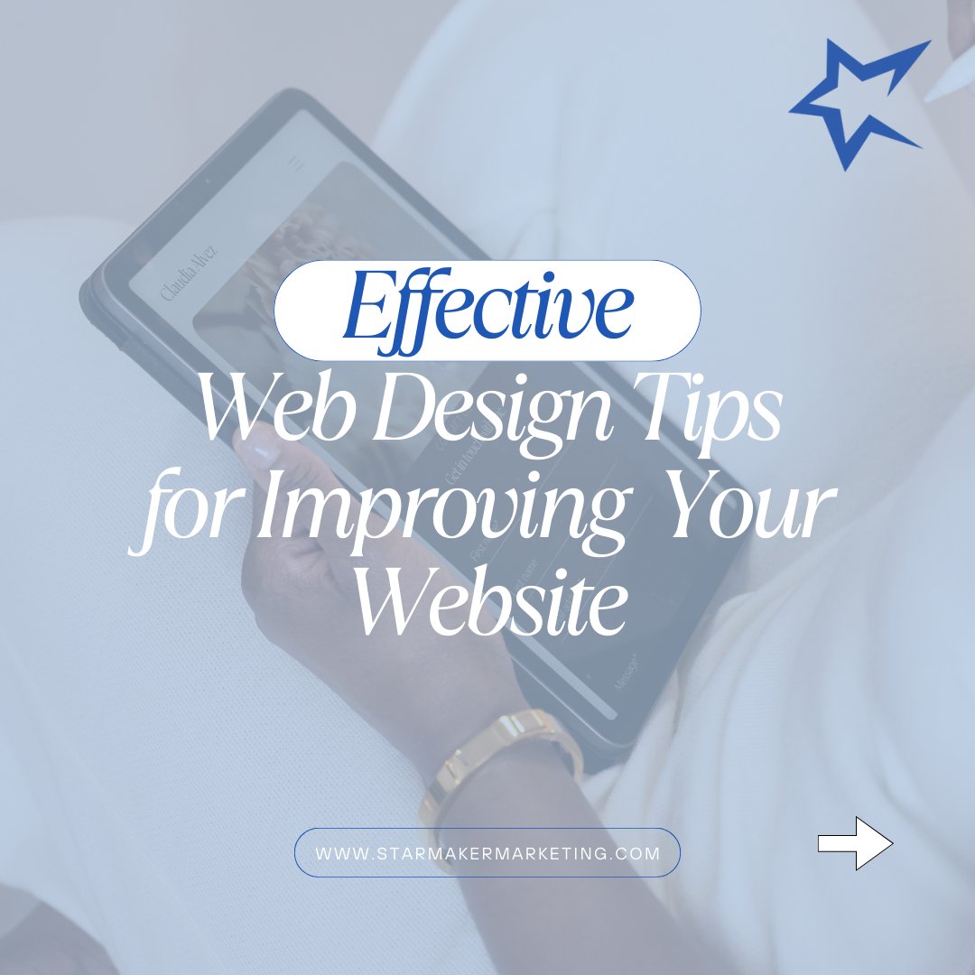 gostarmaker's tweet image. Effective Web Design Tips for Improving Your Website

1. Design a simple homepage.
2. Include white space.
3. Create a user-friendly navigation menu.
______
#simplewebdesign #whitespace #usefriendly #webdesigntips #webtips #website #webdesign #starmakermarketing