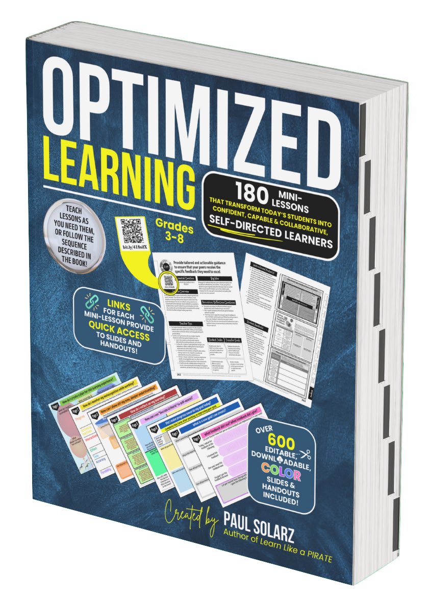 burgessdave's tweet image. Special thanks to @PaulSolarz for jumping over from #LearnLAP and hosting #tlap tonight!!
Highly recommend his latest project!
#OptimizedLearning: 180 Mini-Lessons That Transform Today's Students Into Confident, Capable and Collaborative, SELF-DIRECTED LEARNERS…