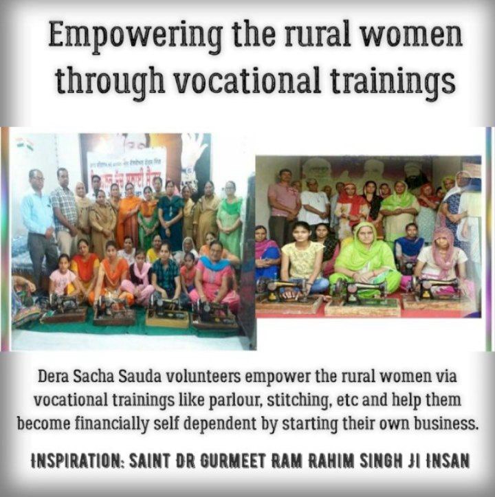 jituinsan55's tweet photo. #WomenPower
Thousands of rural women have been given vocational trainings by Dera Sacha Sauda volunteers &amp; been taught sewing, make-up, embroidery etc enabling them to earn, under the "Self Esteem" initiative.
Ram Rahim. https://t.co/z55BoOae9n