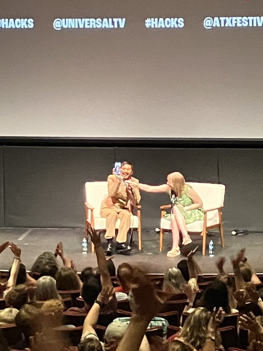 toooldtobehook's tweet photo. With @StreamOnMax we had the joy of seeing the Season 3 finale on the big screen, which only made the laughs and drama that much better!
After, Mark Indelicato was great talking about the show and even got Hannah on the phone! #ATXTVs13 #TVTogether @ATXFestival https://t.co/Inug3RlsOJ