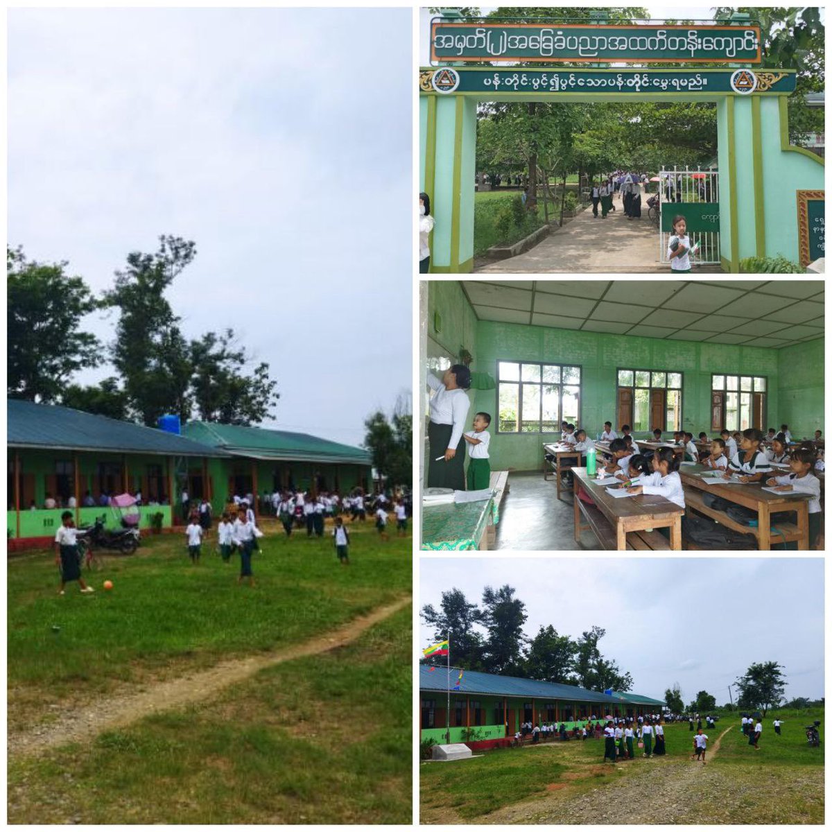 MoeSatKhinn's tweet photo. First day of school for all the students in Myanmar. There were so many threats of life and limbs from @NUGMyanmar underlings #PDF terrorists and #EAO, but these children put education first. I'm so proud of them! #RejectNUG #rejectPDF #rejectTerrorism #whatshappenninginmyanmar https://t.co/etItZbJZyE