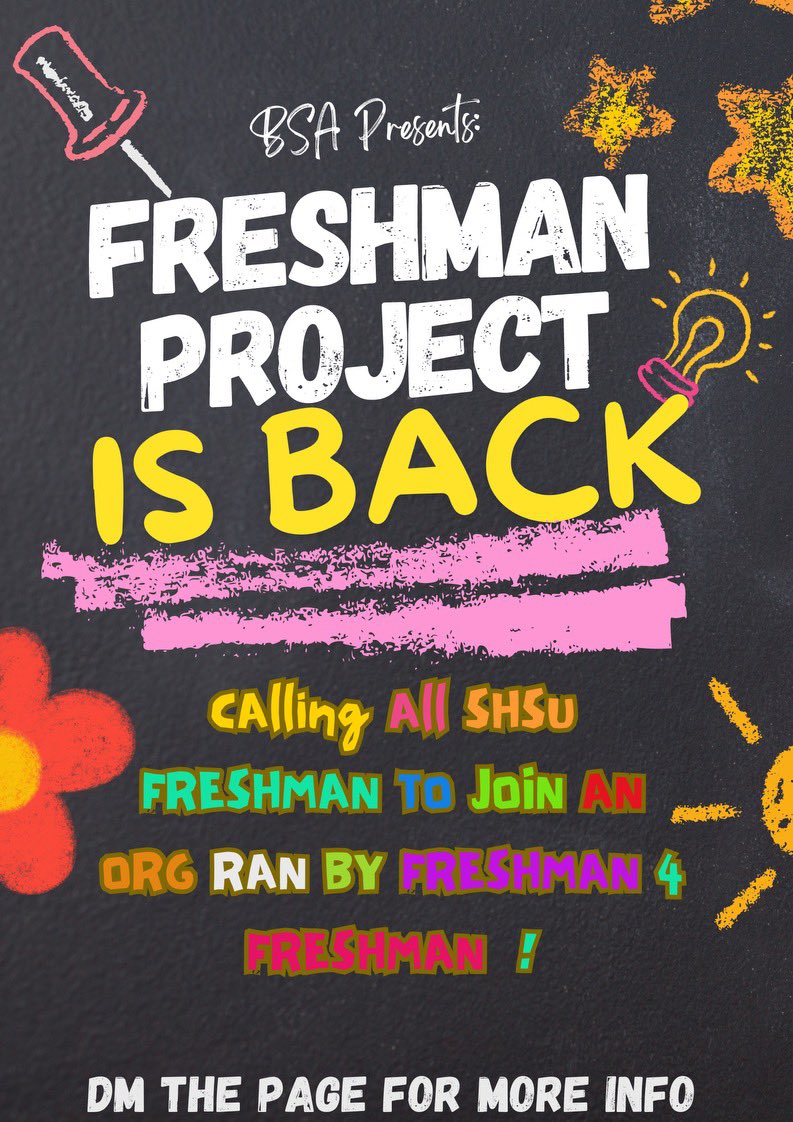 FreshProjectSAM's tweet photo. Freshman Project is making a big comeback‼️Class of 2028 this is yall time to shine and to be connected to the best organization on campus @BSA_ALLDAY ! 
This organization is all inclusive and we have some big plans for yall!!🧡Any questions about joining dm the page!! https://t.co/kuZfozZp5k