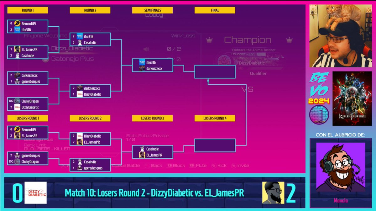 Ya habemus top 4 en el bracket de Killer Instinct en #BEVO24. Seguirá el Riptor de James haciendo escantes, el pirata de Darknezz sorprenderá, o Jago y su sombra se quedarán con el codiciado premio?