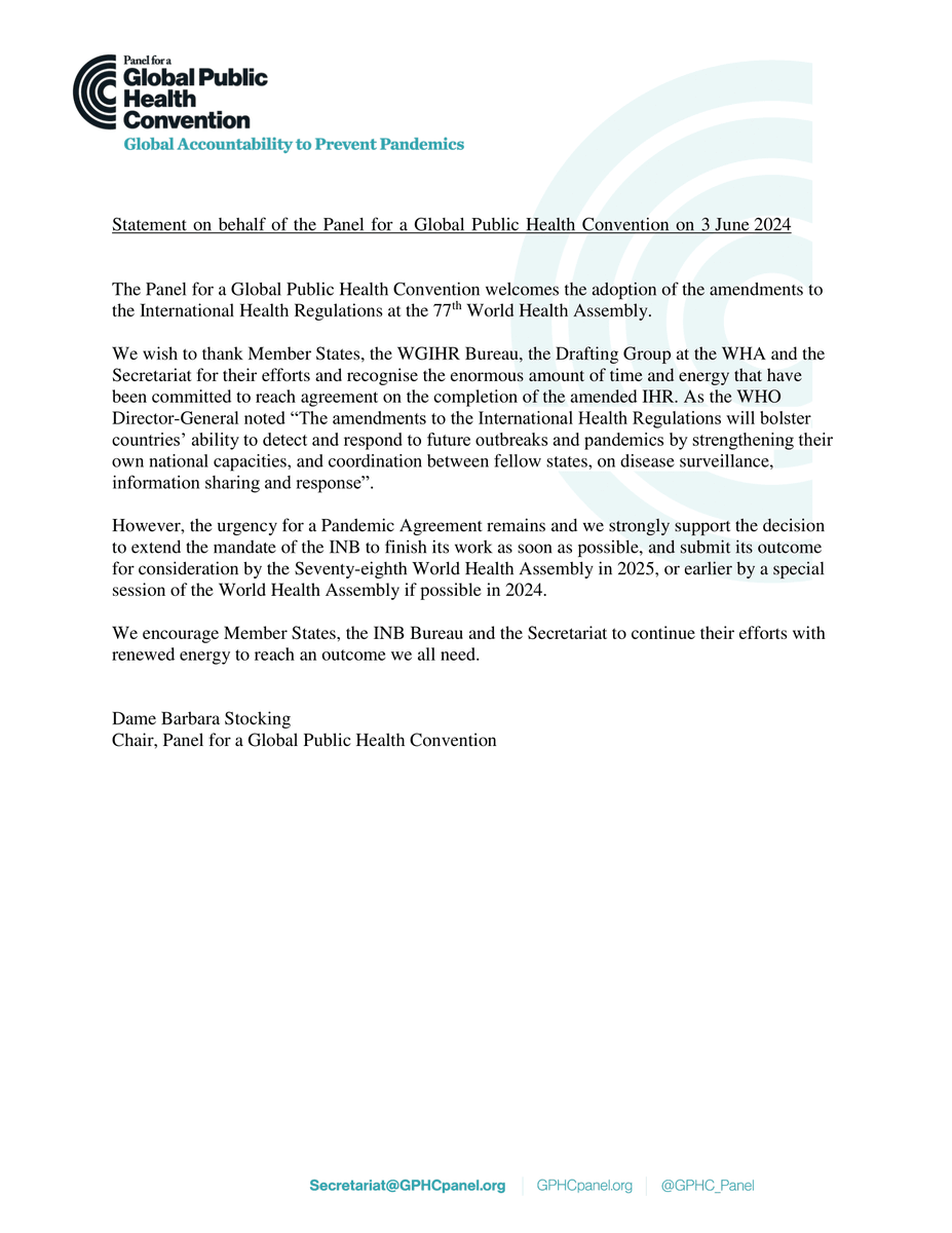 Panel for a Global Public Health Convention tweet media