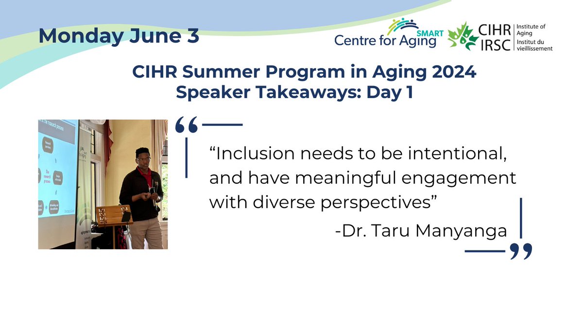 Centre for Aging SMART (@aging_smart) on Twitter photo <a href="/CIHR_IA/">CIHR Institute of Aging</a> <a href="/JimMannBC/">Jim Mann, LL.D.🍁</a> <a href="/UBC/">University of British Columbia</a> <a href="/UBC/">University of British Columbia</a>_CogMobLab We also heard amazing talks by Dr. Ben Mortenson <a href="/mortensonlab/">Dr. Ben Mortenson Research</a>, Dr. Lillian Hung @UBC_IDEALab, Dr. Pat Camp, and Dr. Taru Manyanga. See below for key takeaways from their presentations! #SPA2024
@UBC <a href="/Aging_SMART/">Centre for Aging SMART</a> @UBC_CogMobLab <a href="/CIHR_IA/">CIHR Institute of Aging</a> <a href="/JimMannBC/">Jim Mann, LL.D.🍁</a> <a href="/UBC/">University of British Columbia</a> <a href="/UBC/">University of British Columbia</a>_CogMobLab We also heard amazing talks by Dr. Ben Mortenson <a href="/mortensonlab/">Dr. Ben Mortenson Research</a>, Dr. Lillian Hung @UBC_IDEALab, Dr. Pat Camp, and Dr. Taru Manyanga. See below for key takeaways from their presentations! #SPA2024
@UBC <a href="/Aging_SMART/">Centre for Aging SMART</a> @UBC_CogMobLab
