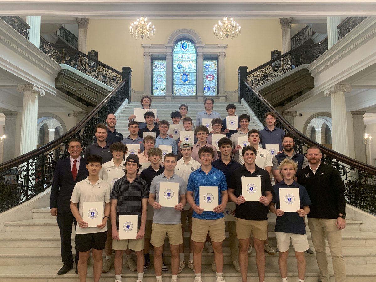 WestonAthletic's tweet photo. DS/Weston State Champion Boys Hockey team was honored at the State House today. https://t.co/p6eaUTvyyP