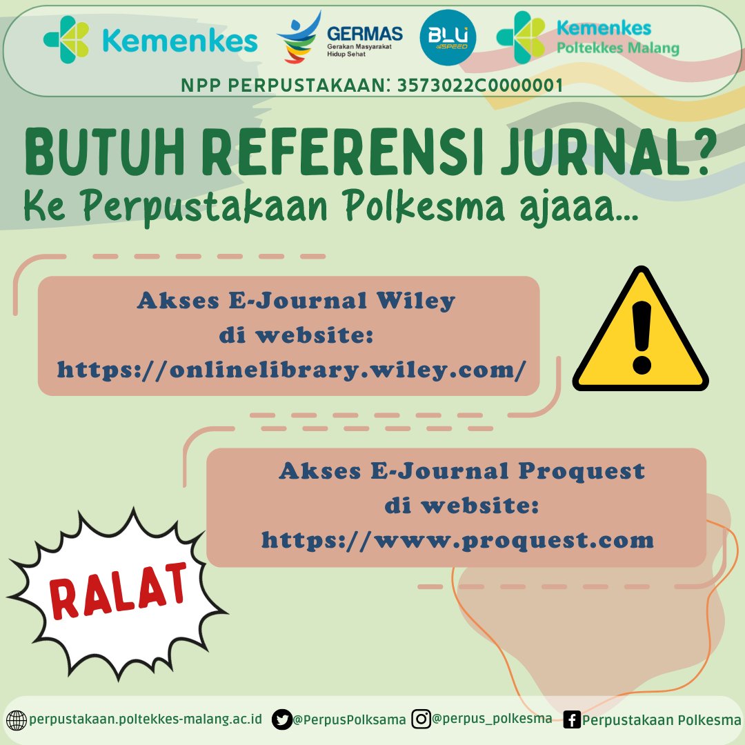 PerpusPolkesma's tweet photo. Dan untuk E-Journal Proquest dapat diakses di website https://t.co/DMIyCV8Jlg Kalian bisa akses tanpa perlu login jika mengguanakan WiFi Kampus. Yuukk nikmati fasilitas E-Journal ini. Gratisss!!!  #polkesma #perpus_polkesma #infoperpus https://t.co/pjGcsOpDVf