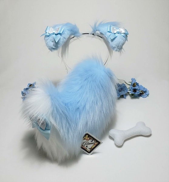I just received Sassy Blue Puppy Ears and Tail,Puppy Ears Headband,Puppy Costume,Cosplay,Puppy Tail,Shepherd
