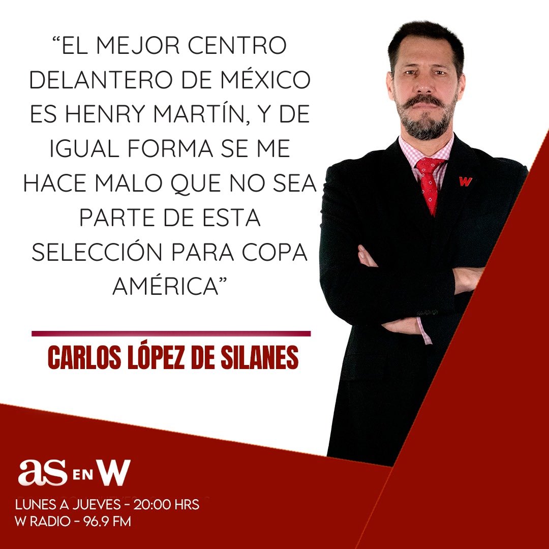 W Deportes (@deporteswradio) on Twitter photo 😬😬😬😬😬
“EL MEJOR DELANTERO DE ESTE PAÍS ES HENRY… Y NO ESTÁ CONVOCADO”
Para <a href="/cordobeslopez/">Carlos López de Silanes</a>, Henry Martín debería ser parte de México. 
- Le habría gustado verlo en Copa América. 🔴AS EN W - @jsanchez_TUDN y el sillón de los sabios. 😬😬😬😬😬
“EL MEJOR DELANTERO DE ESTE PAÍS ES HENRY… Y NO ESTÁ CONVOCADO”
Para <a href="/cordobeslopez/">Carlos López de Silanes</a>, Henry Martín debería ser parte de México. 
- Le habría gustado verlo en Copa América. 🔴AS EN W - @jsanchez_TUDN y el sillón de los sabios.