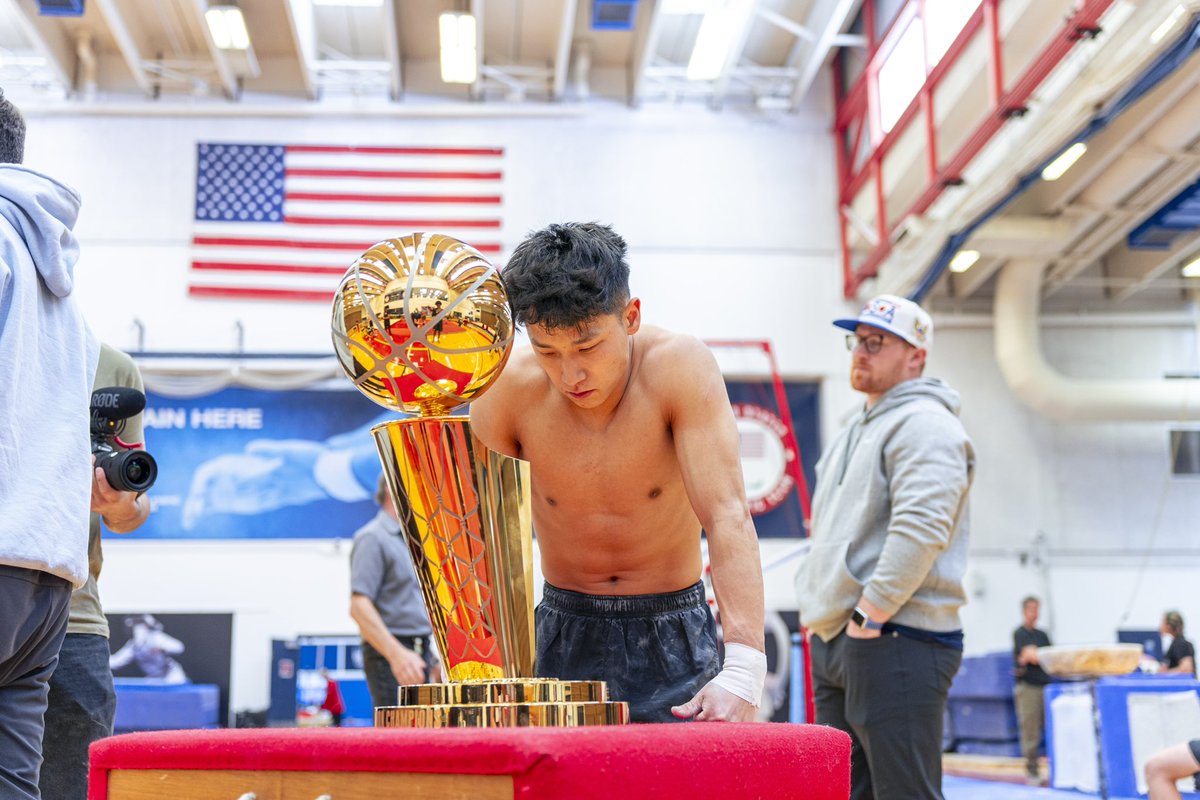 Gymnasts had the unique opportunity to meet the @NBAFinalsTrophy 🏆 over the last few weeks and as we gear up for both the #NBAFinals &amp; #USAGTrials24, it served as a reminder that the job’s not finished!