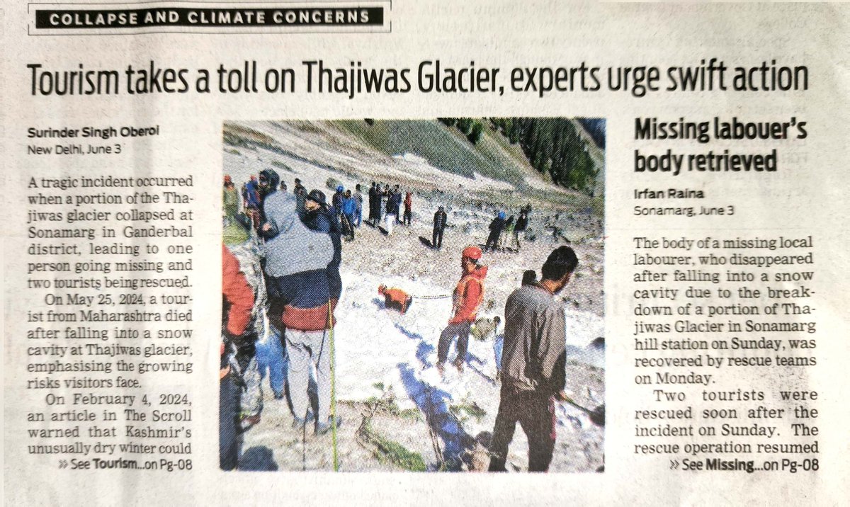 KashmirTrails's tweet photo. Tourism will kill Tourism unless we understand balancing it with ecology. It isn't just #ThajiwasGlacier whole of #Kashmir is getting plundered in the name of #Tourism. Disasters is inevitably given the circumstances.
@JandKTourism @jk_forests @jklcma @jktdcofficial @jkmaclub https://t.co/Y5kIyAeZrs
