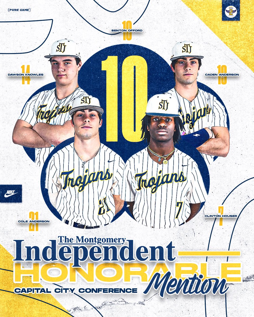 Baseball Accolades!!
Montgomery Independent’s All Capital City Conference team has 7 Trojans on it including this year’s PLAYER OF THE YEAR - Tabor Offord!! 

1st team: Tabor Offord, Charlie Cutler
HM: Benton Offord, Dawson Knowles, Caden Anderson, Cole Anderson, &amp; Clinton Houser