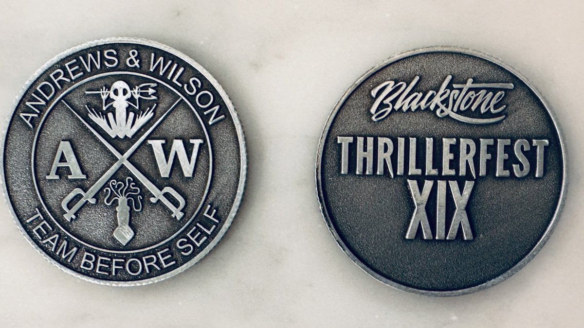 Andrews & Wilson (@bandrewsjwilson) on Twitter photo Grateful for <a href="/thrillerwriters/">ITW Organization</a> & <a href="/BlackstoneAudio/">Blackstone Publishing</a> launching the very first ITW #ChallengeCoin at this year's #Thrillerfest!
<a href="/KJHoweAuthor/">Kimberley (K.J.) Howe</a> #jeffayers #thrillerfest2024 Grateful for <a href="/thrillerwriters/">ITW Organization</a> & <a href="/BlackstoneAudio/">Blackstone Publishing</a> launching the very first ITW #ChallengeCoin at this year's #Thrillerfest!
<a href="/KJHoweAuthor/">Kimberley (K.J.) Howe</a> #jeffayers #thrillerfest2024