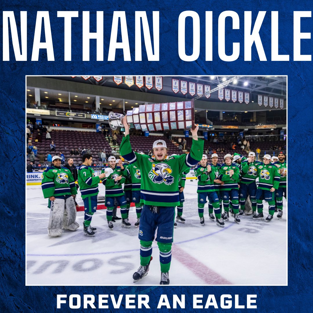 Next up is Nathan Oickle! Thank you for joining the Eagles this season and being a key part of our back end during our championship run!

Oickle finishes his career with 9 goals and 22 assists in 48 BCHL games. 

#EaglesAlum | #Surrey | #BCHL
