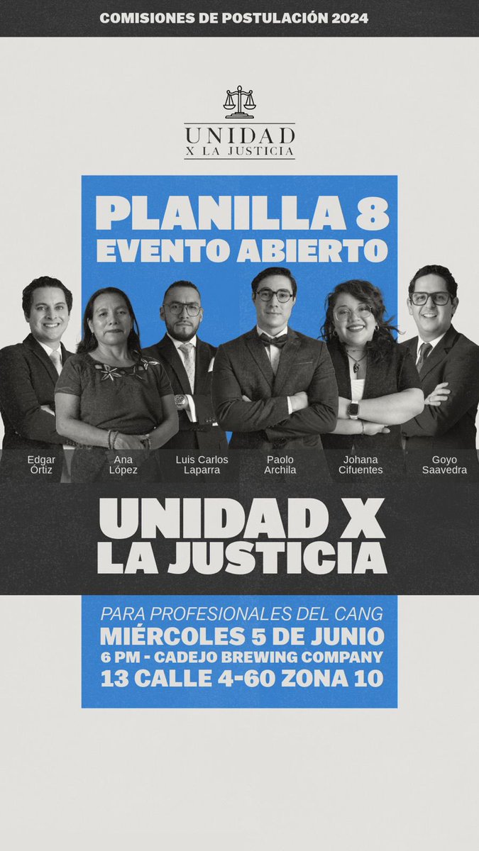 edgar_ortizgt's tweet photo. 📢 ¡invitados a nuestro evento abierto de la Planilla 8! 🗓️ Este miércoles 5 de junio a las 6 PM en Cadejo Brewing Company 🍺. ¡Vamos a discutir nuestras propuestas para las comisiones de postulación 2024!  Ojalá puedan acompañarnos. 🙌 #UnidadXLaJusticia #Planilla8 https://t.co/ZmQOGgFzzs
