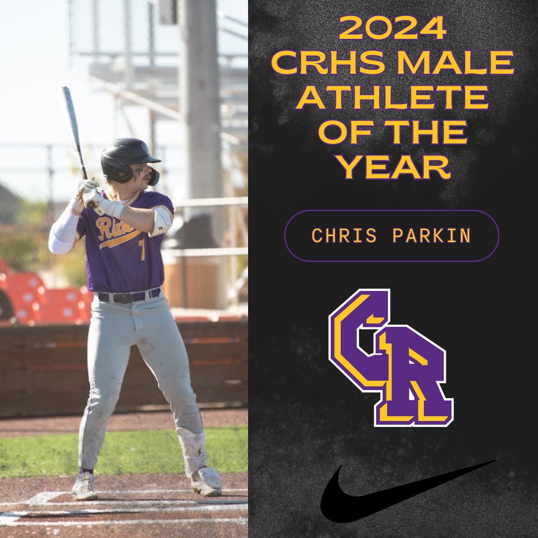 Congratulations to <a href="/Chrisbaseball27/">Christopher Parkin</a> for winning the 2024 Columbia River athlete of the year award tonight at the Senior awards ceremony. Well deserved honor for one of the best players to ever put on the purple and gold at Columbia River. #heishim #family