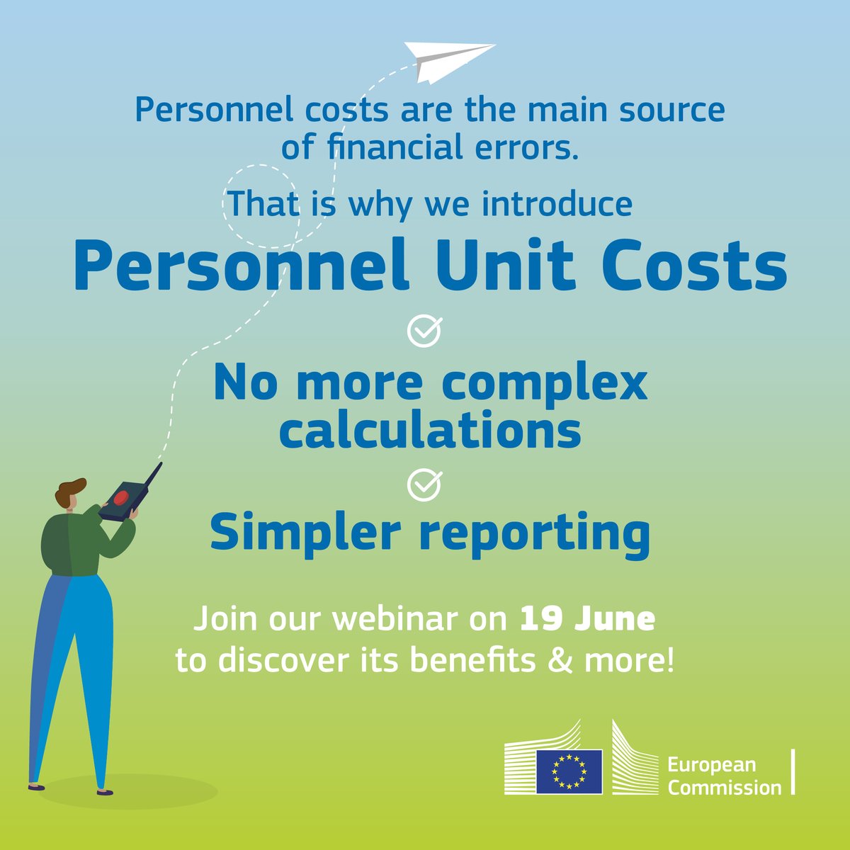 Are you about to start a #HorizonEU project? 🚀

The Personnel Unit Cost is the new cost reporting method to agree upfront on a single daily rate: calculations become simpler.

Find out more on 19 June: europa.eu/!wnmWkd