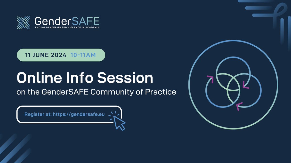 GenderSAFE 🇪🇺 (@gendersafe_gbv) on Twitter photo Join the <a href="/GenderSAFE_gbv/">GenderSAFE 🇪🇺</a> Community of Practice and build a safer environment in academia & research!
Members will engage in peer learning, training, and testing tools to improve policies on #genderbasedviolence.
👉Interested? Join the InfoSession on 11/06: gendersafe.eu/events/genders… Join the <a href="/GenderSAFE_gbv/">GenderSAFE 🇪🇺</a> Community of Practice and build a safer environment in academia & research!
Members will engage in peer learning, training, and testing tools to improve policies on #genderbasedviolence.
👉Interested? Join the InfoSession on 11/06: gendersafe.eu/events/genders…