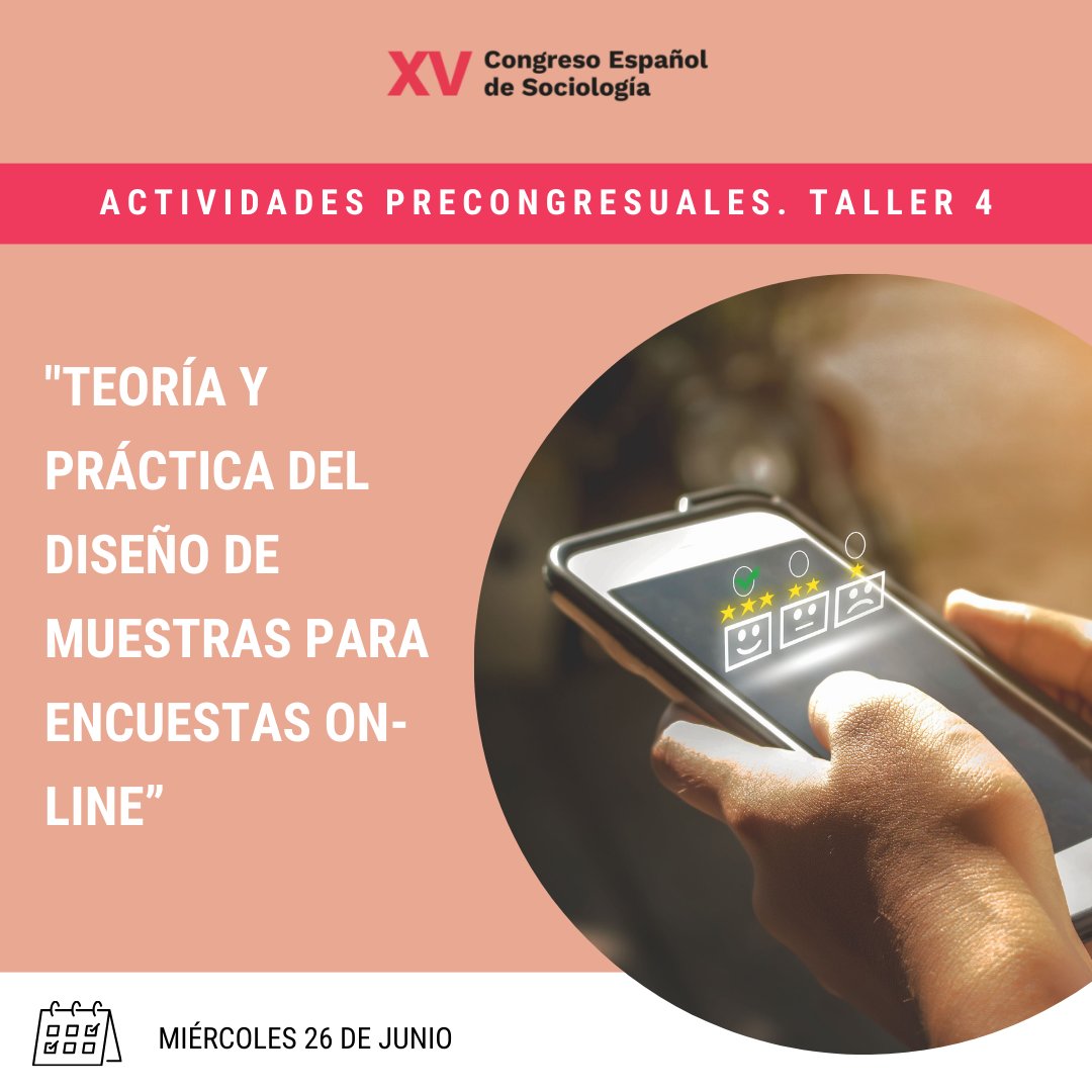 ¡Inscríbete ya en nuestro último taller precongresual! 🎓 Taller 4: 'Teoría y práctica del diseño de muestras para encuestas on-line.”

¿Interesado en mejorar tus habilidades en el diseño de encuestas online? Únete a nosotros para explorar las técnicas más actuales y efectivas en