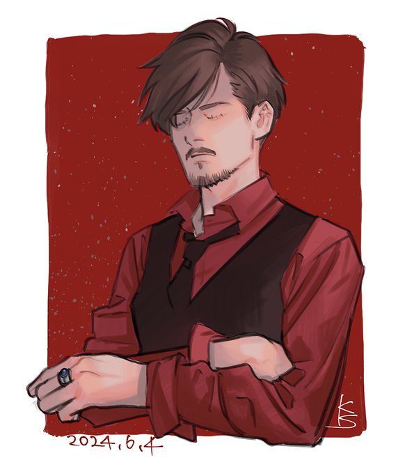 「male focus red shirt」 illustration images(Latest)