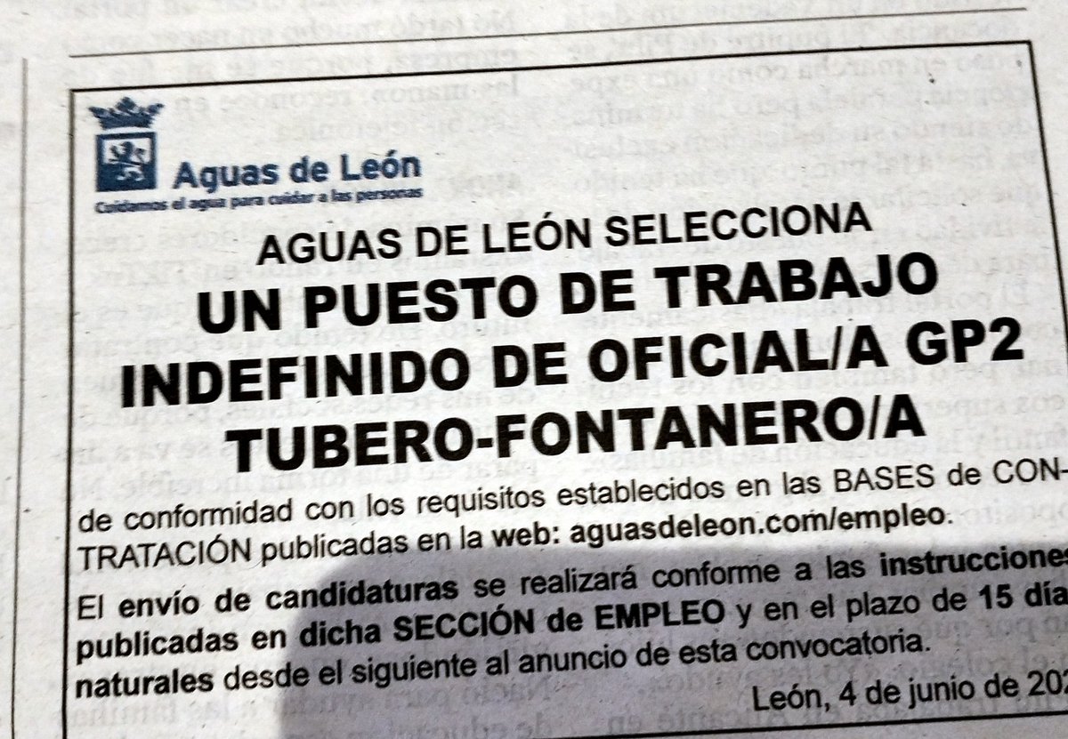 @AguasdeLeon  selecciona un puesto de trabajo #indefinido  #Leonesp @InfoAquona