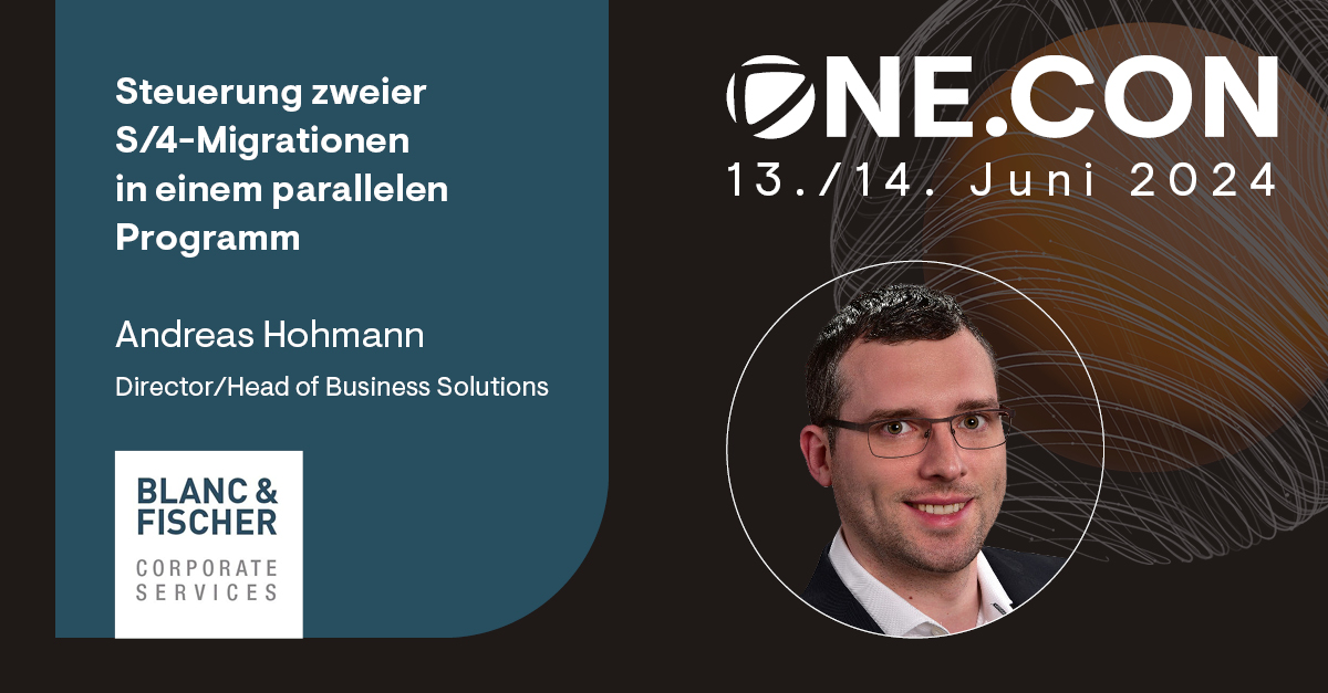 Nur noch 9 Tage bis zur #ONECON 2024 in #Heidelberg! Andreas Hohmann, Director of #Business Solutions beim Küchenspezialist Blanc &amp; Fischer, wird dort sein aktuelles #SAP #S4HANA Migrationsprojekt vorstellen. #IT #ERP #Software #Consulting #Industrie #Technologie