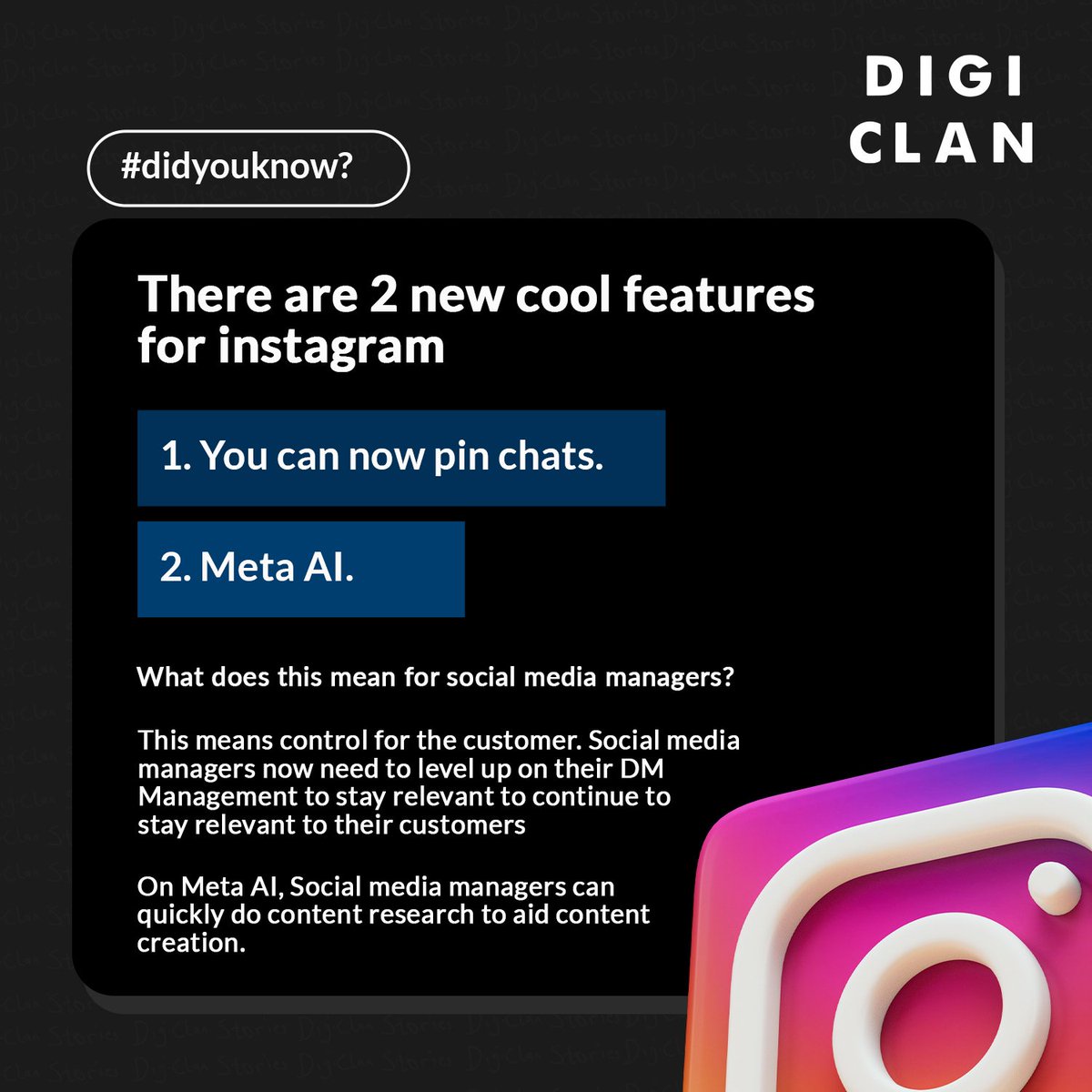 Dear social media manager, there are two new instagram features to make your job easier. 
Have these been useful to you? 
.
.
#digiclan #socialmediatrends
