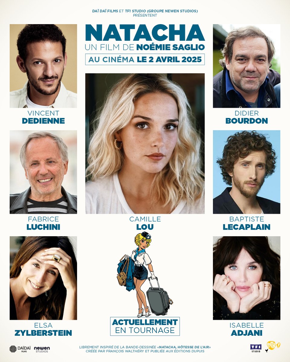 Pathé Films (@pathefilms) on Twitter photo Le tournage de NATACHA de #NoémieSaglio a démarré ! 🎬
Un film librement inspiré de la bande-dessinée “Natacha, hôtesse de l'air” créée par #FrançoisWalthéry et publiée aux <a href="/EditionsDupuis/">Éditions Dupuis</a>.
Au cinéma le 2 avril 2025 !
#NatachaLeFilm Le tournage de NATACHA de #NoémieSaglio a démarré ! 🎬
Un film librement inspiré de la bande-dessinée “Natacha, hôtesse de l'air” créée par #FrançoisWalthéry et publiée aux <a href="/EditionsDupuis/">Éditions Dupuis</a>.
Au cinéma le 2 avril 2025 !
#NatachaLeFilm