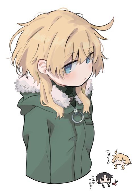 「blonde hair green jacket」 illustration images(Latest)