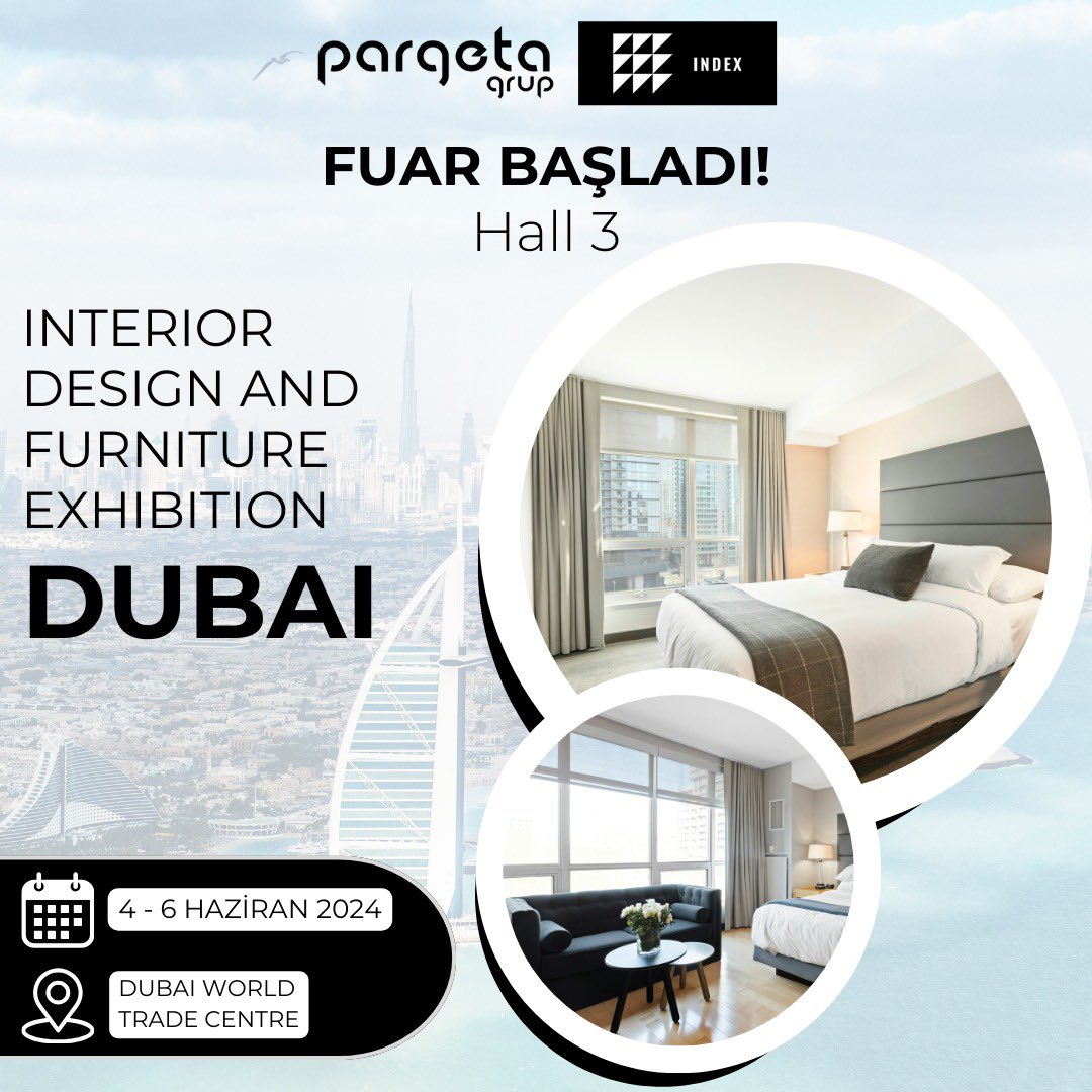 PargetaGrup's tweet photo. Interior Design and Furniture Exhibition Dubai başladı! Hall 3'teki standımızda sizleri bekliyoruz!

#indexdubai #Dubai #furniture #fair #interior #design #fuar #mobilya https://t.co/0PpKn1bEMm