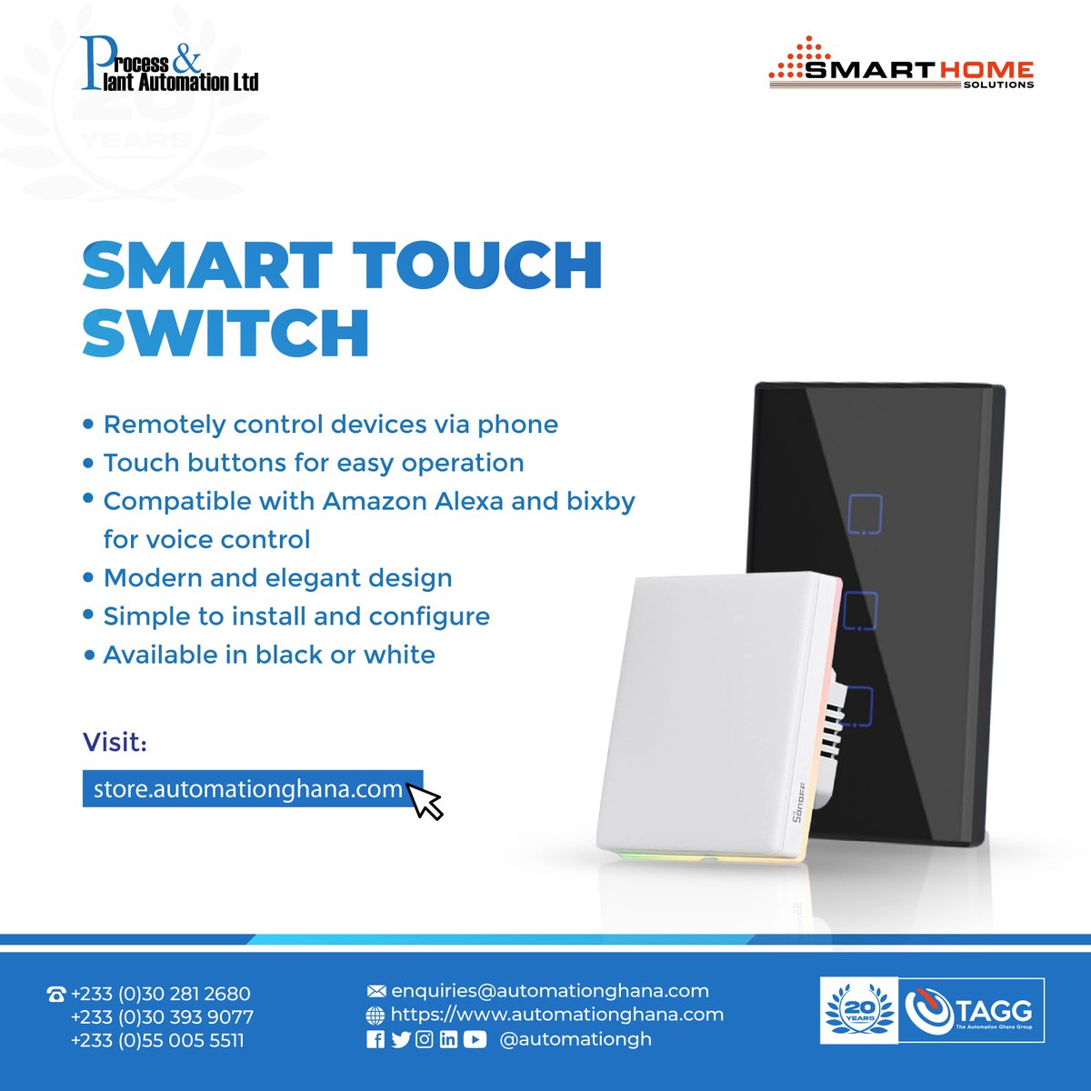 automationgh's tweet image. Enjoy effortless control over your lighting and appliances with our Smart Touch Switch. ✨Our stylish switches add convenience and contribute to a contemporary lifestyle.☀️ Discover a world where simplicity meets sophistication. 📱🏘

#SmartHome #TouchSwitch #ContemporaryLife