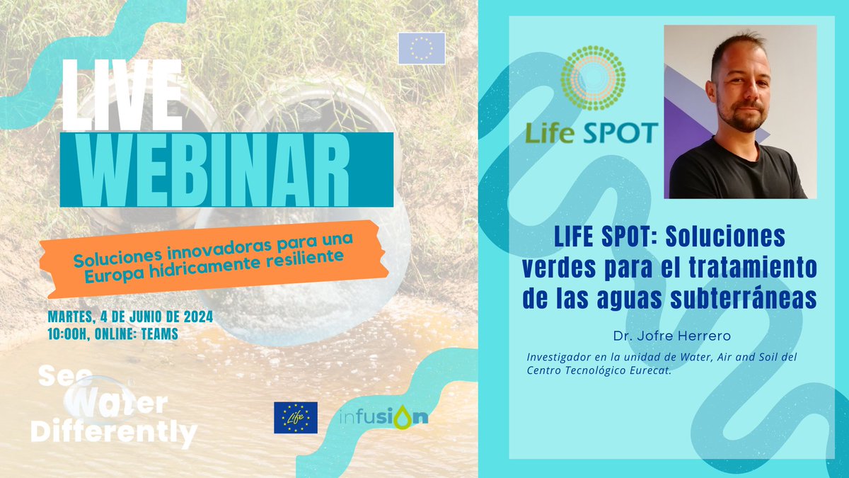 Seguimos con el proyecto <a href="/Lifespot2/">Lifespot</a> !

Jofre Herrero, investigador en <a href="/Eurecat_news/">Eurecat</a> nos presenta una solución innovadora para aumentar la disponibilidad del #agua subterránea en zonas rurales a partir de un tratamiento #sostenible y eficaz.

👉bit.ly/Webinar_Innova…
