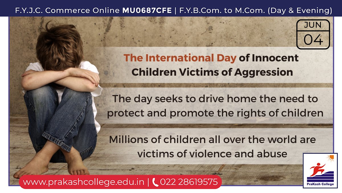 prakashcollege's tweet photo. The International Day of Innocent Children Victims of Aggression
.
The day seeks to drive home the need to protect and promote the rights of children.
.
. 
#PrakashCollege #students #Awareness #rightsofchildren #protectchildrenfromabuse #shirishgandhi https://t.co/lUGvrnF0Mj