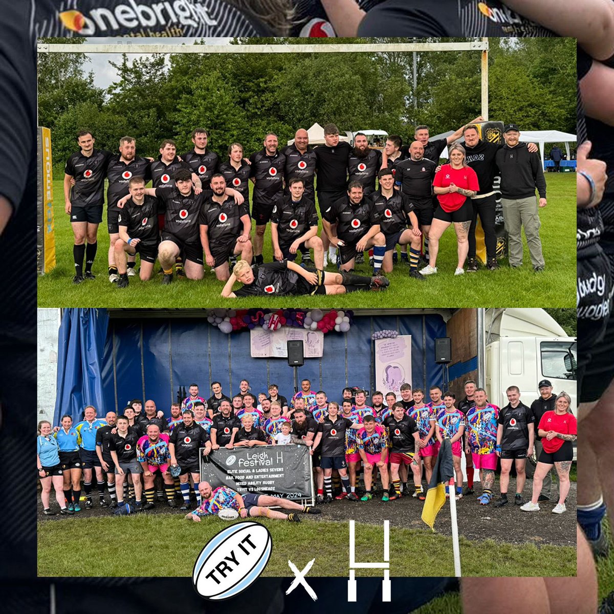 We recently made an appearance at Leigh Festival🖤🤍

There were smiles, players helping opposition up after tackles, conversations &amp; connections. Proper rugbyness 🫶 

With our Barbarians team, we went to spread awareness of positive mental health, and we did just that 🖤🤍
