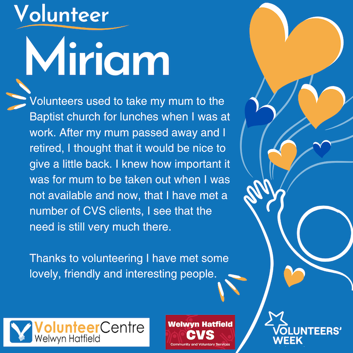 WH_CVS's tweet photo. After receiving a profound benefit from volunteers, Miriam felt inspired to give back and has met some incredible people.
#VolunteersWeek #LendAHand #WelHatVolunteers #WHCVS @ncvo @navca https://t.co/OGD2IJLqnu