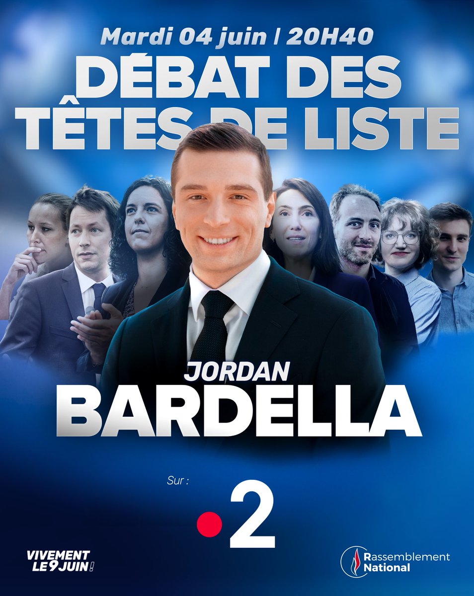 Rendez-vous ce soir à partir de 20h40 pour le débat des têtes de liste sur France 2 ! ⤵️