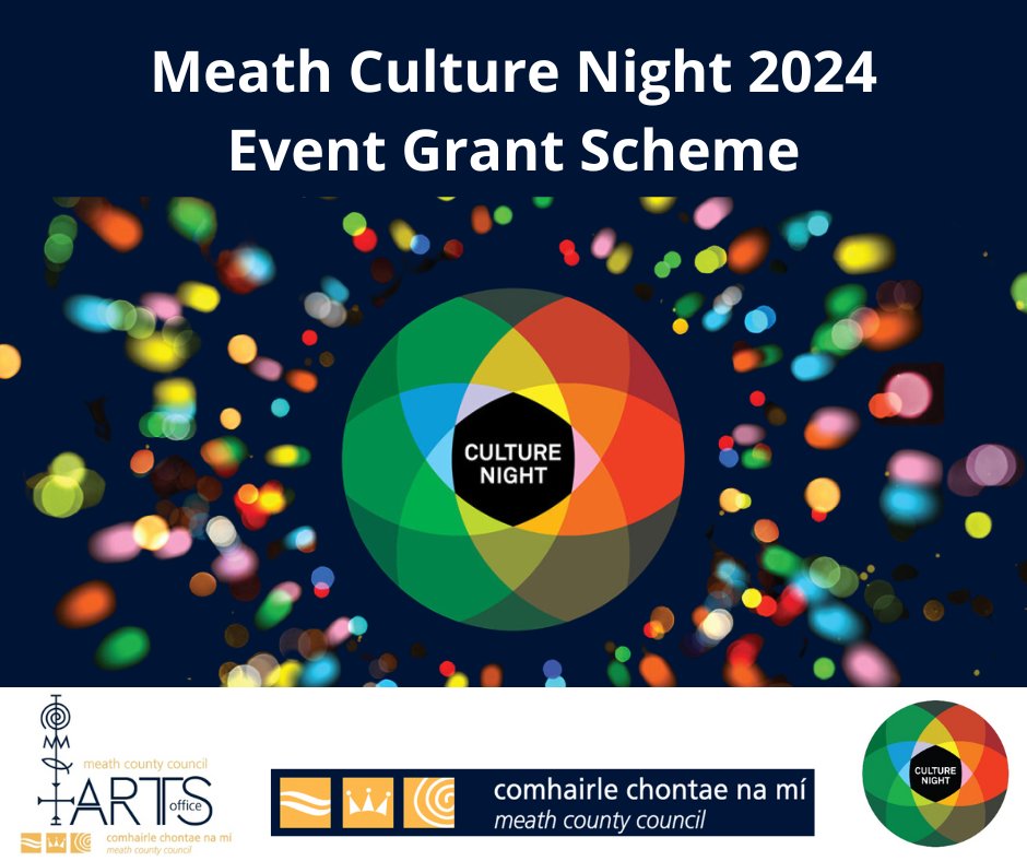 If you are interested in organising or hosting a Culture Night event, we would like to hear from you!

Applications and details  available at bit.ly/MCCCultureNigh… 

Enquires to artsfunding@meathcoco.ie