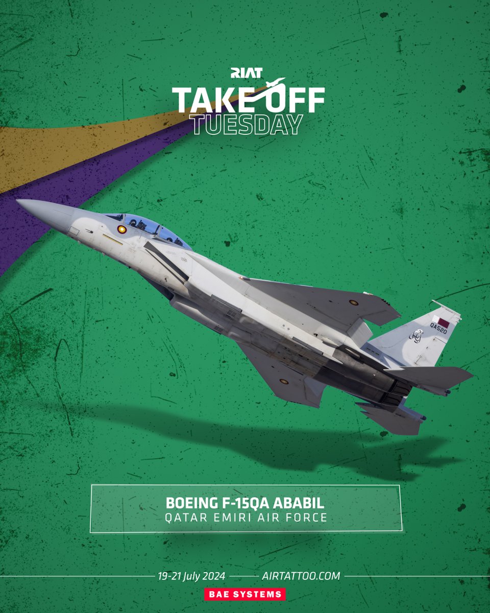 It’s not #TakeoffThursday, but we simply couldn’t wait to share this news with you…

Thanks to <a href="/BoeingDefense/">Boeing Defense</a>, we will have their new Boeing F-15QA Ababil flying on all three days of #RIAT24!

Tickets are selling fast, so visit bit.ly/RIAT2024 to get yours today!

#RIAT