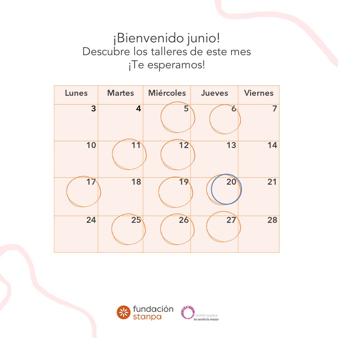 Descubre los talleres tanto online como presenciales que tenemos a lo largo del mes.
Para los talleres online solo tienes que inscribirte en nuestra web, y para los presenciales, preguntar en tu hospital sobre nuestros talleres "Ponte guapa, te sentirás mejor". 🥰