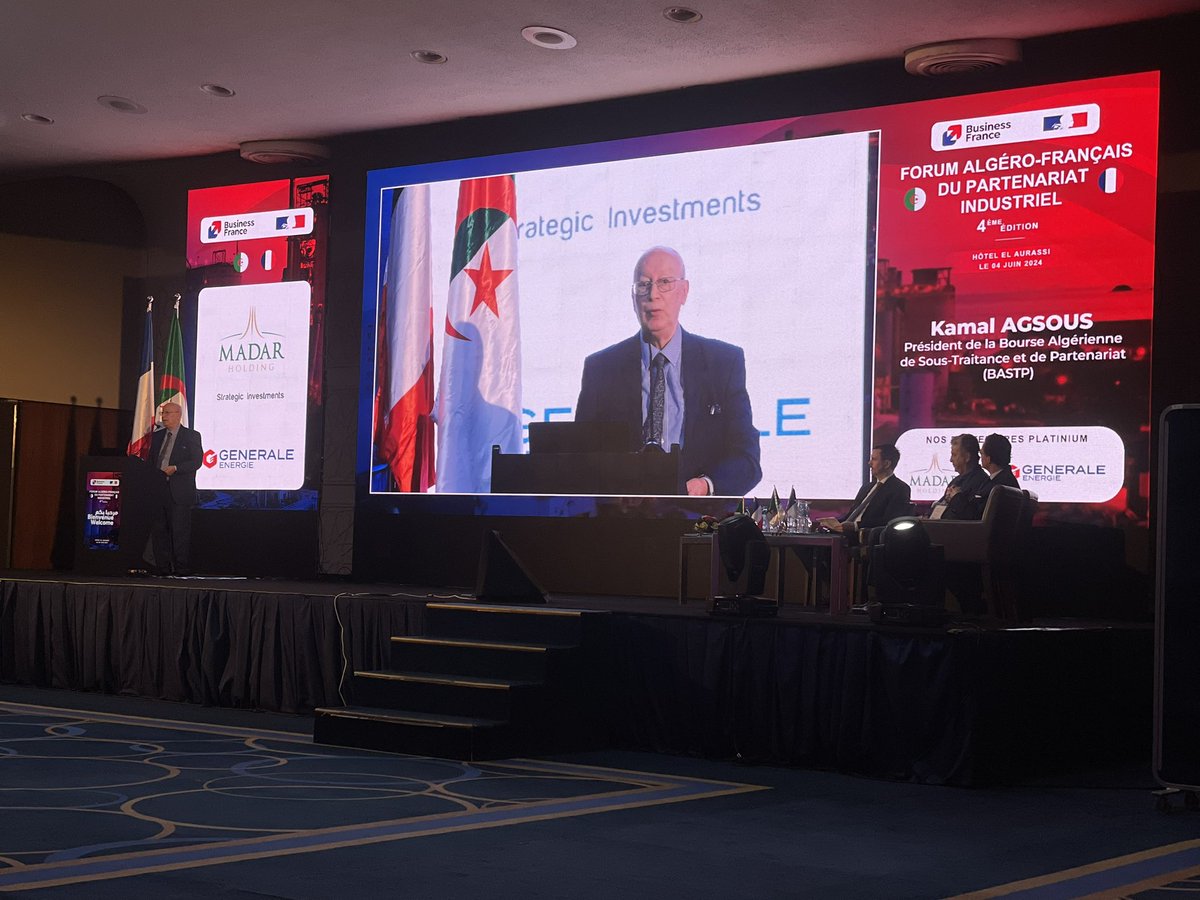 Romain Keraval DG de <a href="/businessfrance/">Business France</a> Algérie lance les travaux du forum 🇩🇿🇫🇷 du partenariat industriel, organisé en partenariat avec la BASTP.
<a href="/SRomatet/">Stéphane Romatet</a>, Amb de 🇫🇷 en 🇩🇿, : « le sens du forum réside dans son intitulé :  partenariat industriel » lors de son mot d’ouverture.