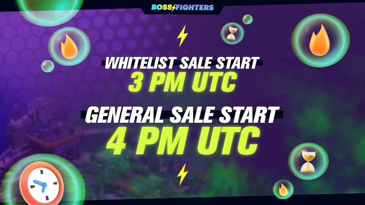 We are ready to go 🚀 

Whitelist Sale starts TODAY at 3 PM UTC.   
General Sale starts TODAY at 4 PM UTC. 

Put your notifications ON 👉 bit.ly/3VoxP0E
