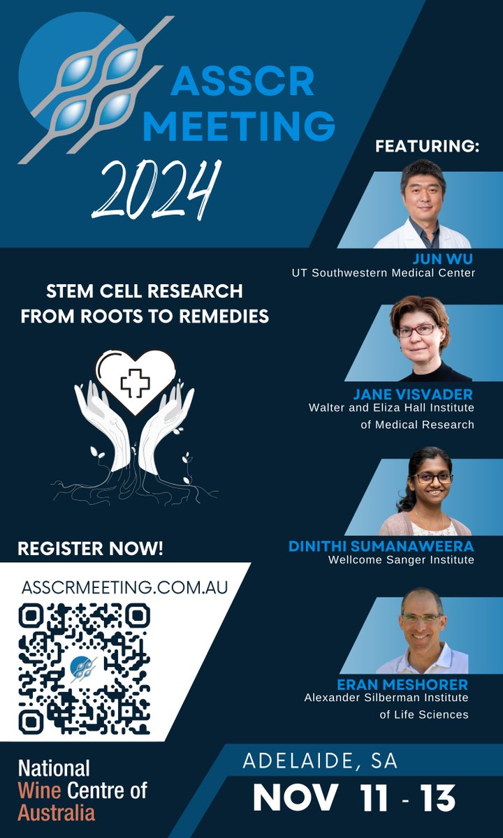Australasian Society for Stem Cell Research (@the_asscr) on Twitter photo Join us for our 2024 Annual <a href="/the_ASSCR/">Australasian Society for Stem Cell Research</a> conference in Adelaide, Nov 11-13. Our program is already jam-packed with stem cell rock stars 🎸👇 and there's more to come...
Abstract submissions OPEN! Register NOW for early-bird rates! asscrmeeting.com.au Join us for our 2024 Annual <a href="/the_ASSCR/">Australasian Society for Stem Cell Research</a> conference in Adelaide, Nov 11-13. Our program is already jam-packed with stem cell rock stars 🎸👇 and there's more to come...
Abstract submissions OPEN! Register NOW for early-bird rates! asscrmeeting.com.au