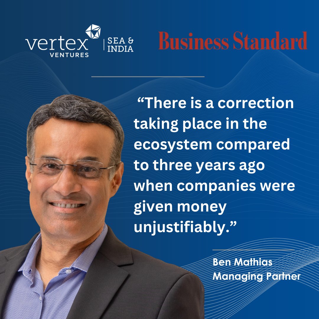 vertexventures's tweet photo. "In a time when #VC firms have been shying away from making investments, we think it is a great time for capital deployment."

Our Managing Partner Ben Mathias was recently interviewed by the Business Standard. Read https://t.co/izUKBjkiyC https://t.co/IqXXnK9gpX