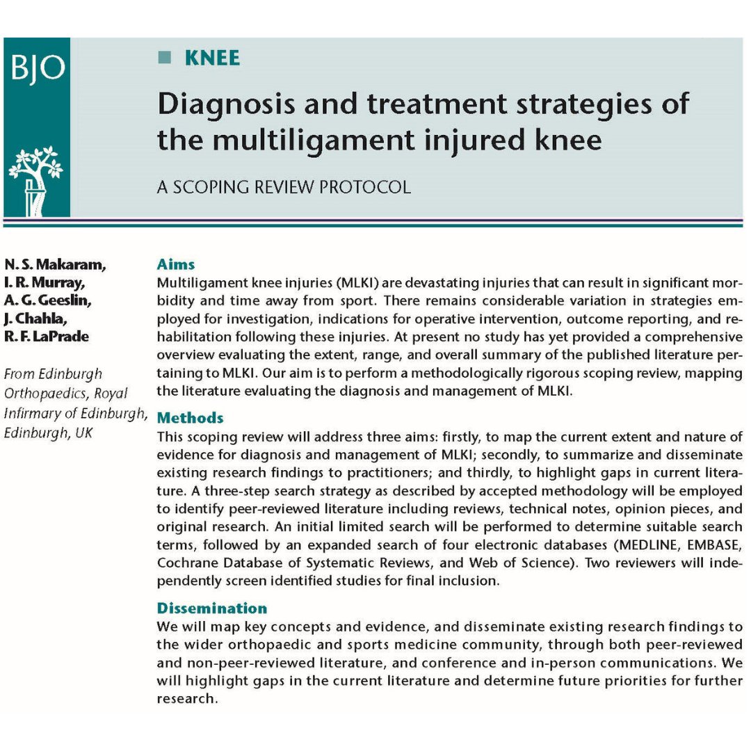 Bone & Joint Open (@bonejointopen) on Twitter photo This protocol describes the methodology for a scoping review that will aim to map key concepts and current evidence regarding the diagnosis and management of multiligament knee injuries.
#Healthcare #BJO @makortho @murraysportorth <a href="/jachahla/">Jorge Chahla, MD, PhD</a> <a href="/thekneedoc/">Robert LaPrade, MD</a>
ow.ly/JAWy50RYsRe This protocol describes the methodology for a scoping review that will aim to map key concepts and current evidence regarding the diagnosis and management of multiligament knee injuries.
#Healthcare #BJO @makortho @murraysportorth <a href="/jachahla/">Jorge Chahla, MD, PhD</a> <a href="/thekneedoc/">Robert LaPrade, MD</a>
ow.ly/JAWy50RYsRe